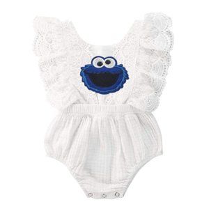 Cookie Monster Outfit Romper Clothes Jumpsuit Sesame Street Birthday Dress